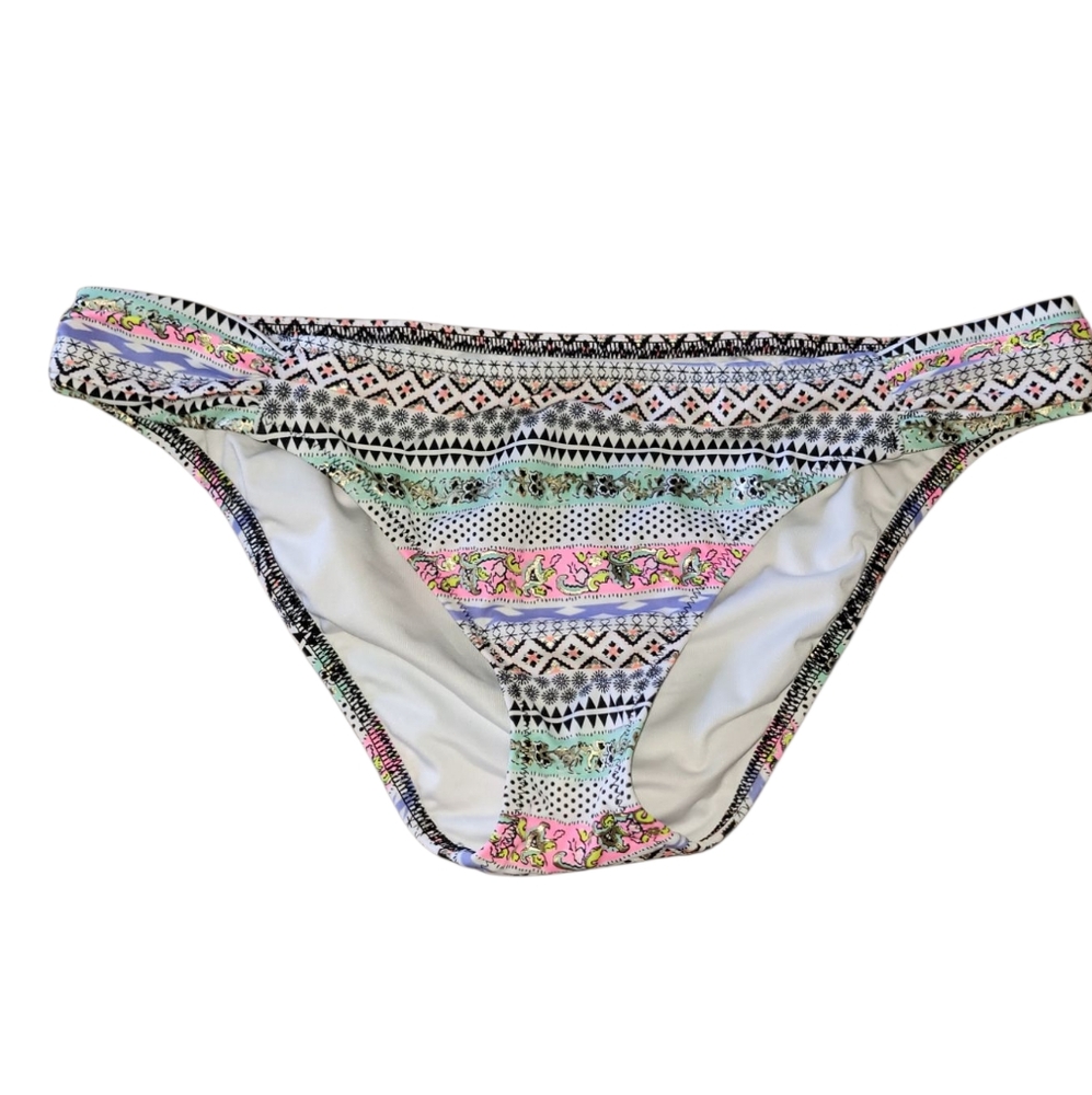 Victoria's Secret "The Knockout Bikini" boho abstract print bottoms Size L